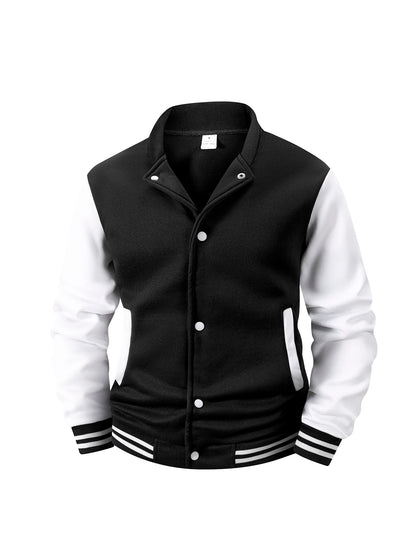 Men's Color Block Fleece-Lined Varsity Jacket