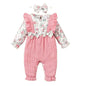 Floral Long Sleeve Baby Girl Romper with Headband