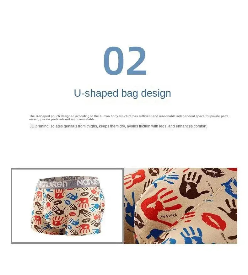 Men's Cotton Boxer Shorts Underwear 4Pcs Set