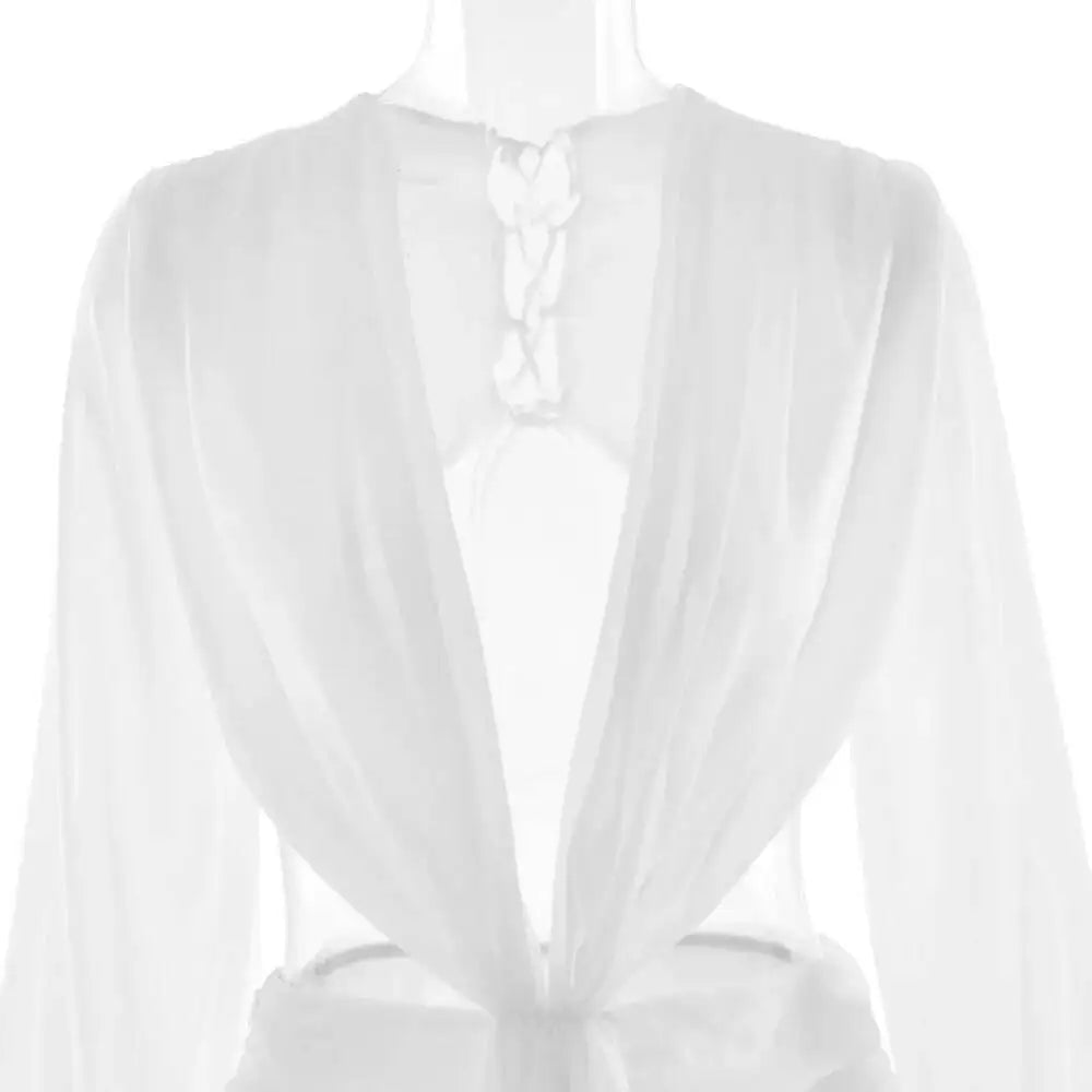 Deep V Hollow Backless Chiffon Maxi Party Dress