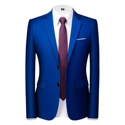Men's Solid Color Formal Suit Jacket Slim Fit Blazer