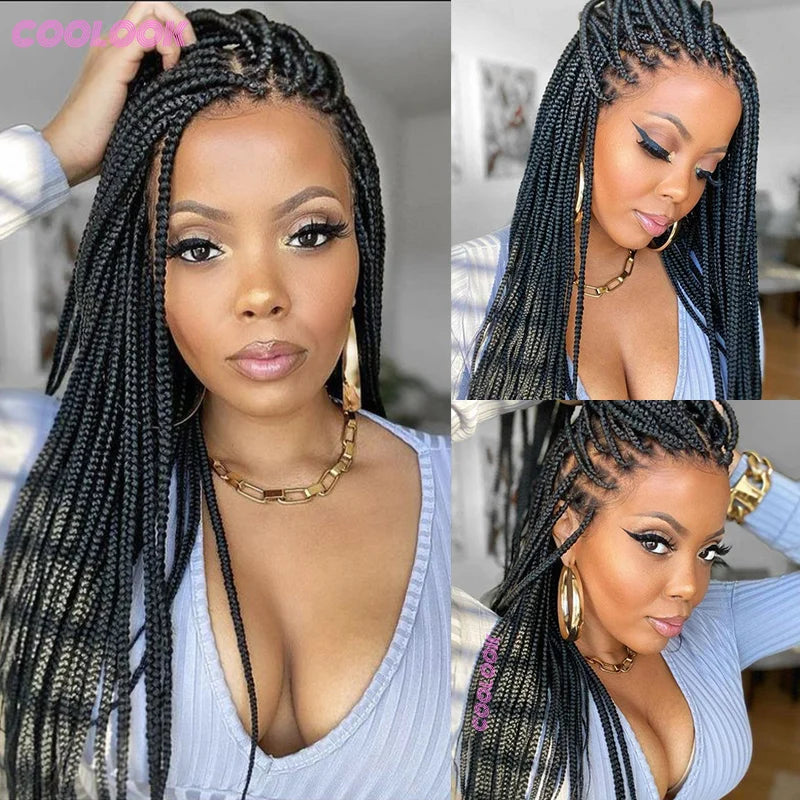 Cornrows Braided Wig 36 Inches Synthetic Hair Black