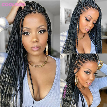 Cornrows Braided Wig 36 Inches Synthetic Hair Black