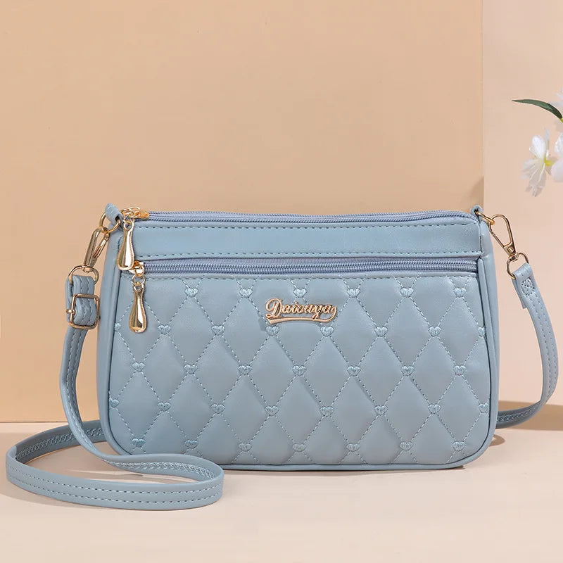 Leather Messenger Bag with Fur Decoration for Women