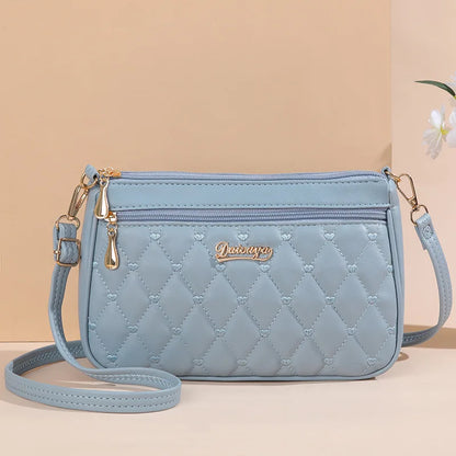 Leather Messenger Bag with Fur Decoration for Women