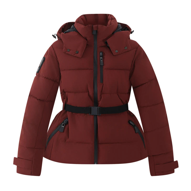 Women's Hooded Padded Winter Parka with Belt