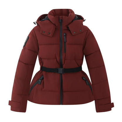 Women's Hooded Padded Winter Parka with Belt
