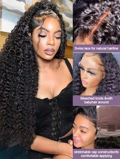 Brazilian Curly Human Hair Wig 13x4 13x6 Transparent Lace