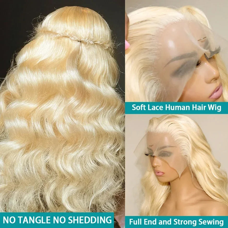 613 Body Wave Lace Frontal Wig Human Hair Blonde 30 Inch