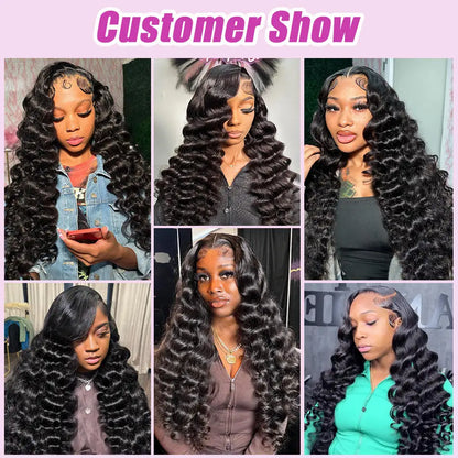 Loose Deep Wave Lace Frontal Wig 30 40 Inch Human Hair