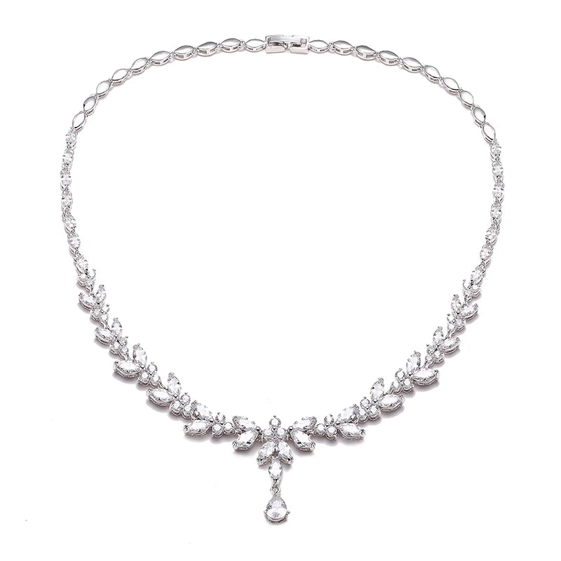 ZAKOL Brilliant Zirconia Leaf Jewelry Set for Women