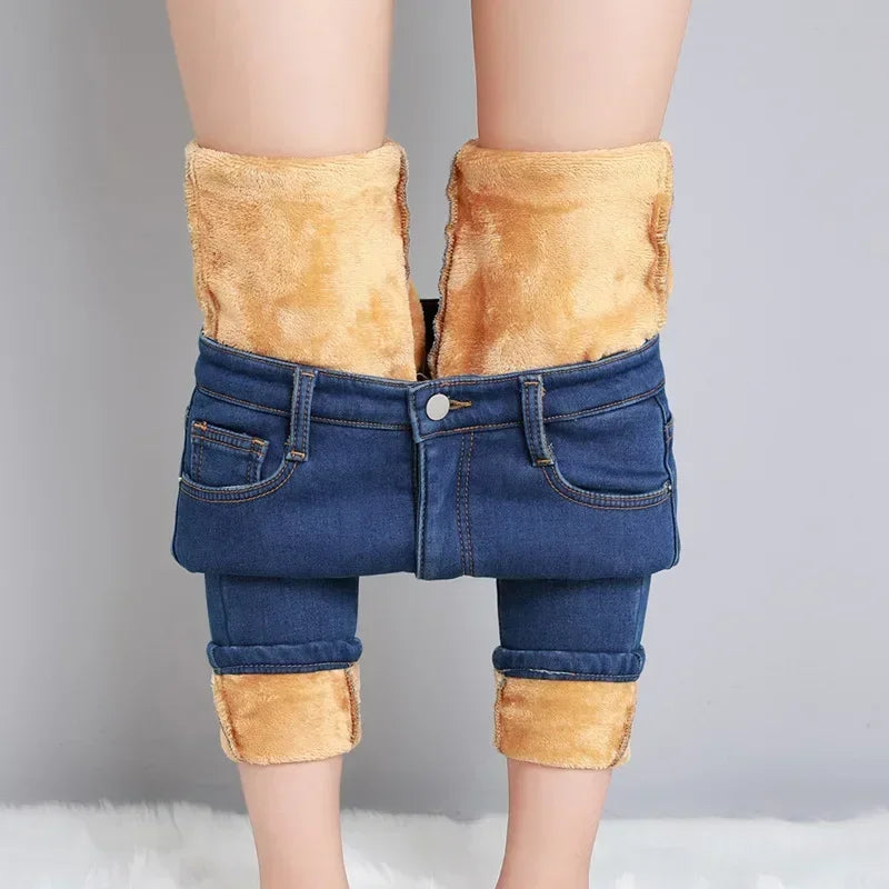 Women's Winter Plush Stretch Skinny Jeans