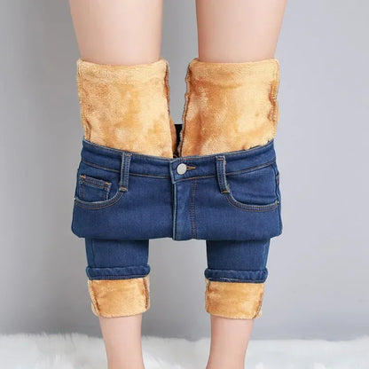 Women's Winter Plush Stretch Skinny Jeans