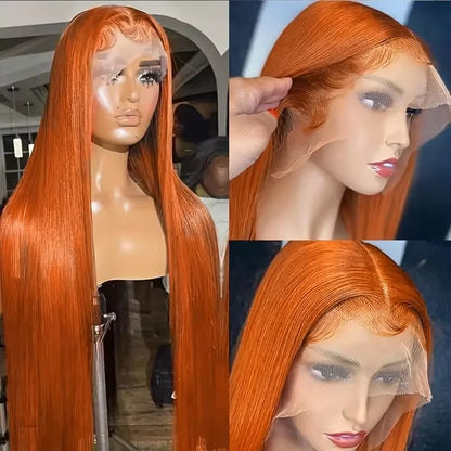 Brazilian Straight Ginger Orange Lace Front Human Hair Wig