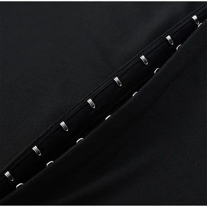 Kpop Black Hollow Out Mini Dress Women Elegant Turtleneck