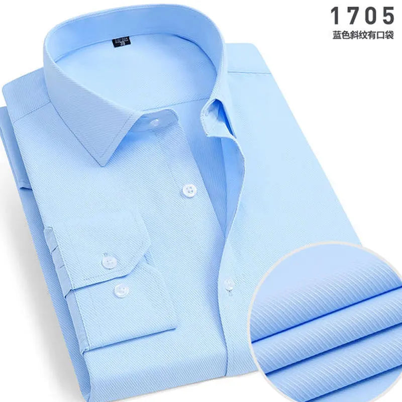 Men's Striped Long-Sleeved Shirt Comfortable Cotton Blend