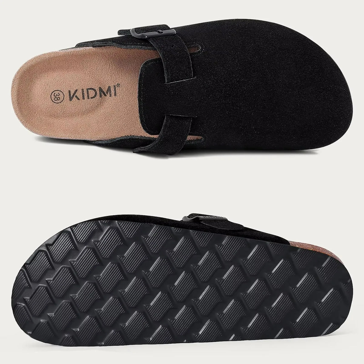 Genuine Leather Clogs with Cork Footbed for Women