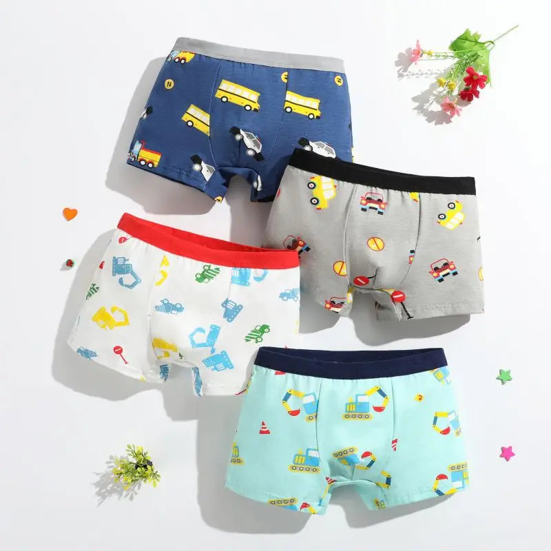 Boys Cotton Boxer Briefs with Dinosaur Print