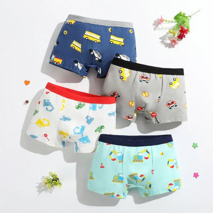 Boys Cotton Boxer Briefs with Dinosaur Print