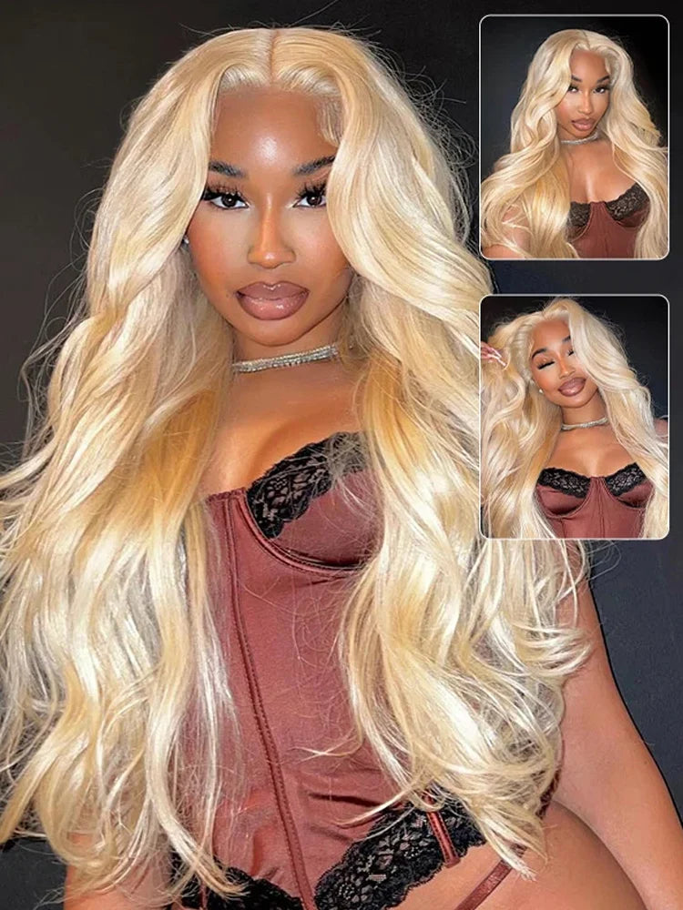 613 Honey Blonde Body Wave Human Hair Wig 360 Lace Frontal