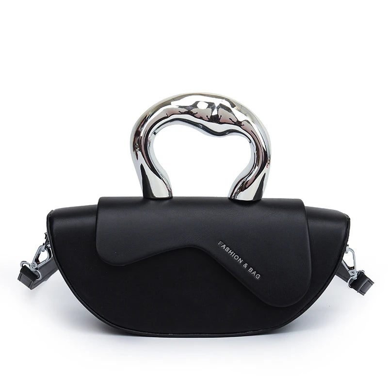 Solid PU Shoulder Bag with Hasp Compartment