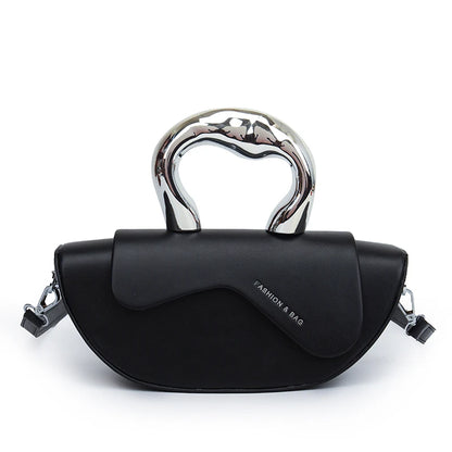 Solid PU Shoulder Bag with Hasp Compartment