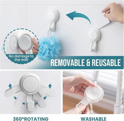 TAILI Heavy Duty Suction Cup Hooks 4pcs for Bathroom Kitchen