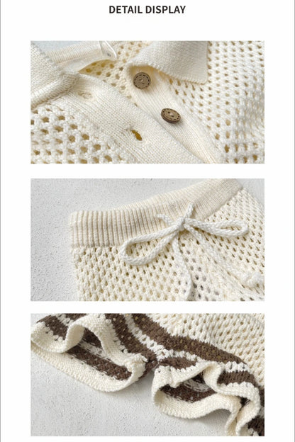 DGUKYM Summer Baby Knitted Sweater Cardigan Set