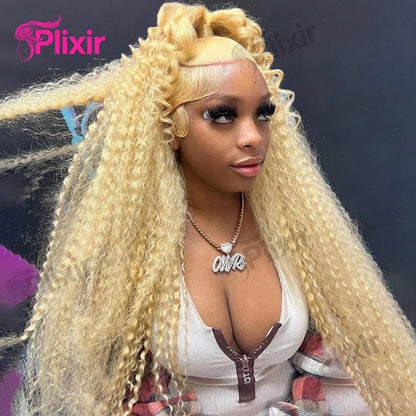 613 Honey Blonde Human Hair Wig 30 Inch Deep Wave