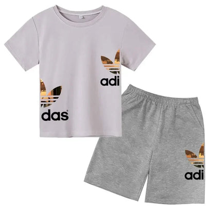 Kids Casual O-neck T-shirt and Pants Set
