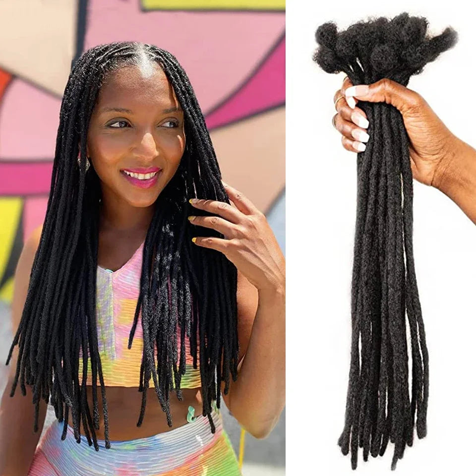 Kinky Straight Human Hair Dreadlocks Extensions 10 20 40 60 Strands