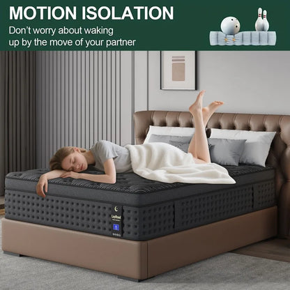 LayRoad Memory Foam Spring Mattress Black 12 Inch