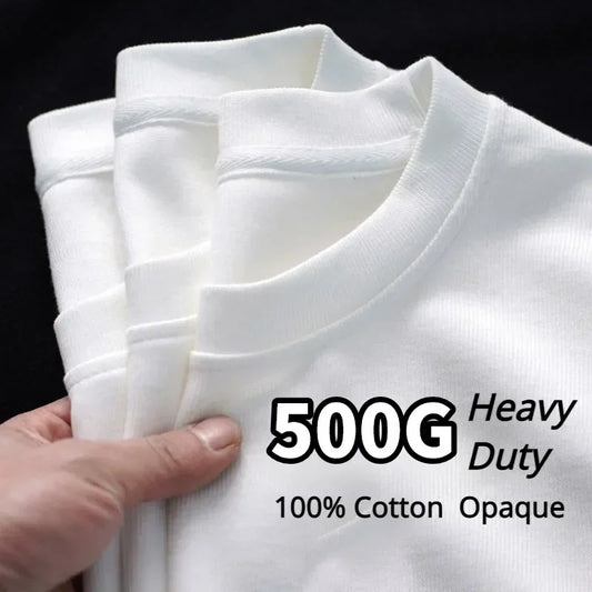 Black White Cotton T-Shirt Heavy-Duty Short Sleeves