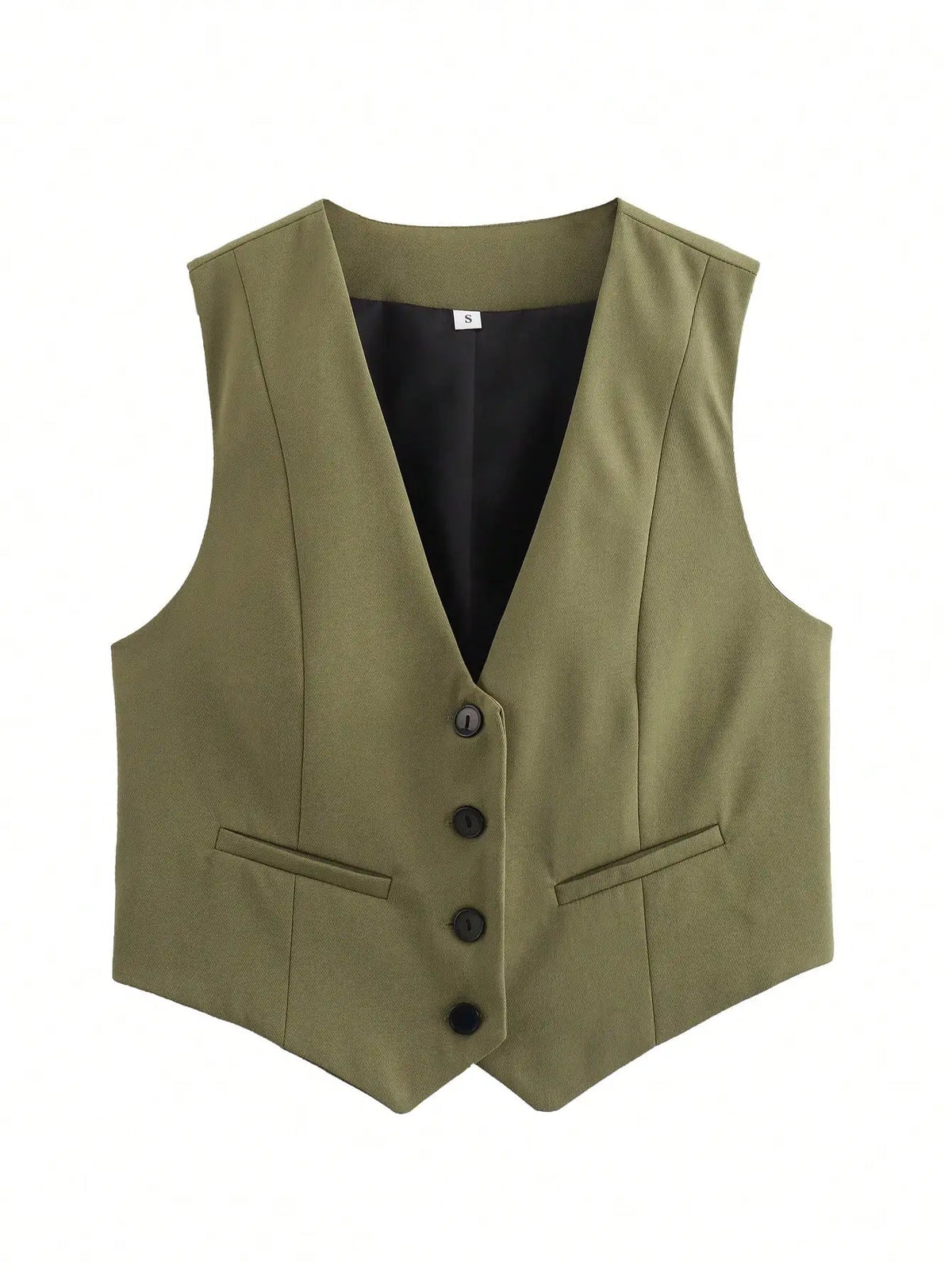 Women'S Solid Suit Vest Sleeveless Cropped Waistcoat