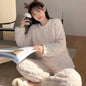 Women Warm Velvet Pajama Set with Pullover and Pants