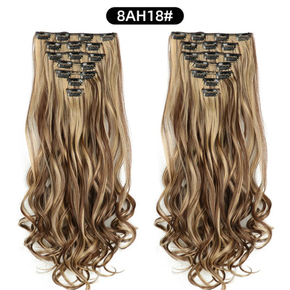 22 Inch Curly Wavy Clip In Hair Extensions Synthetic