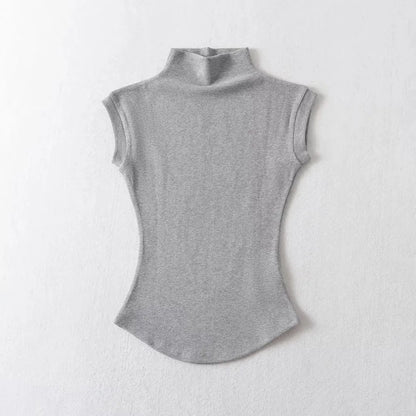 Women Summer Turtleneck Sleeveless Slim Fit Top