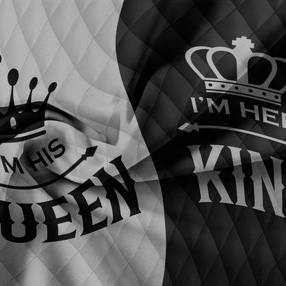 3pcs King and Queen Printed Duvet Cover Set Pink Black