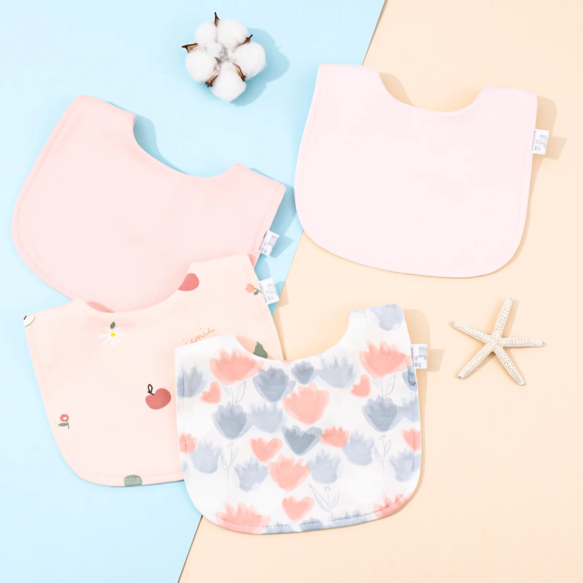 4pcs Cotton Baby Adjustable Bibs Bandana Scarf