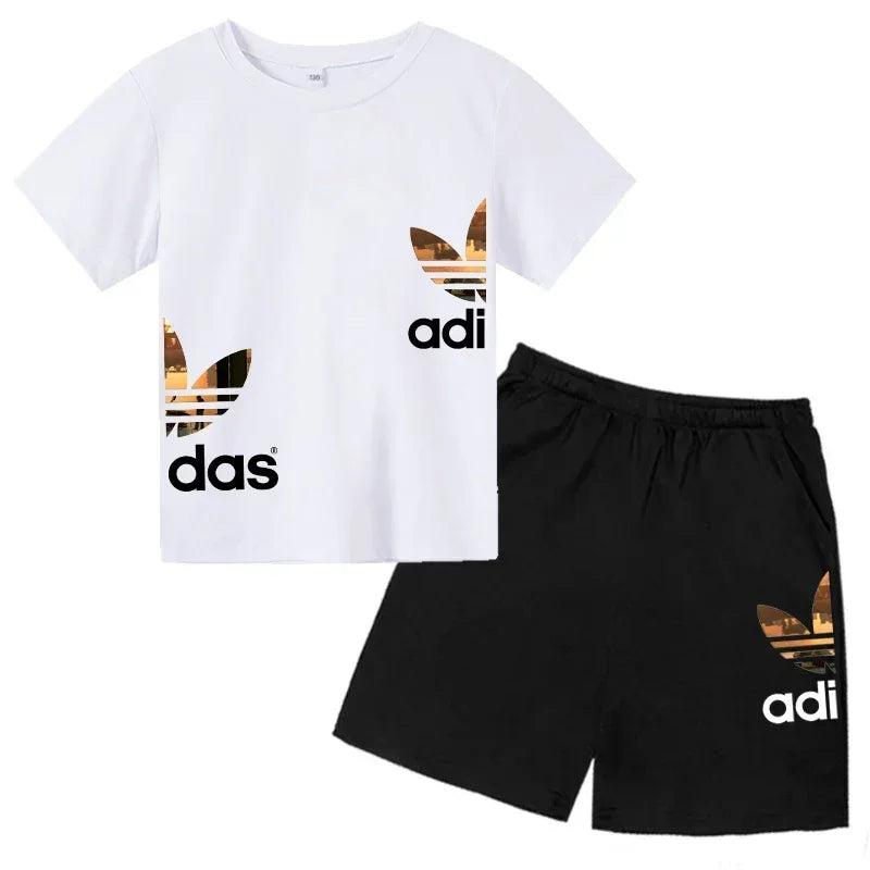Kids Casual O-neck T-shirt and Pants Set