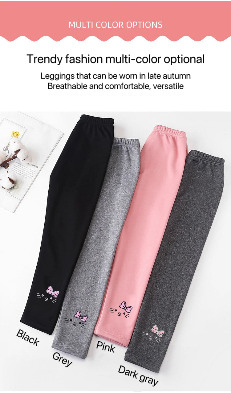 Fleece-Lined Thermal Leggings for Girls