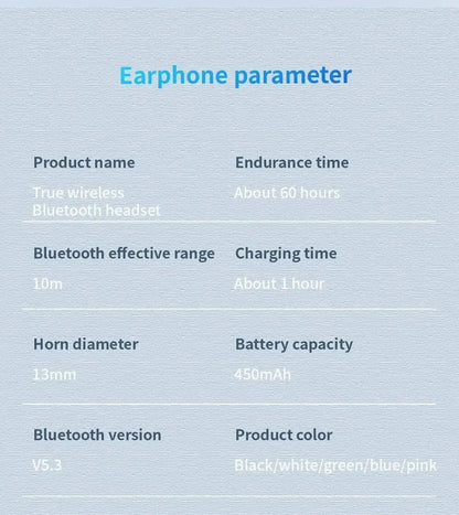 For Air Pro5 Wireless Bluetooth Earbuds with Noise Cancelling