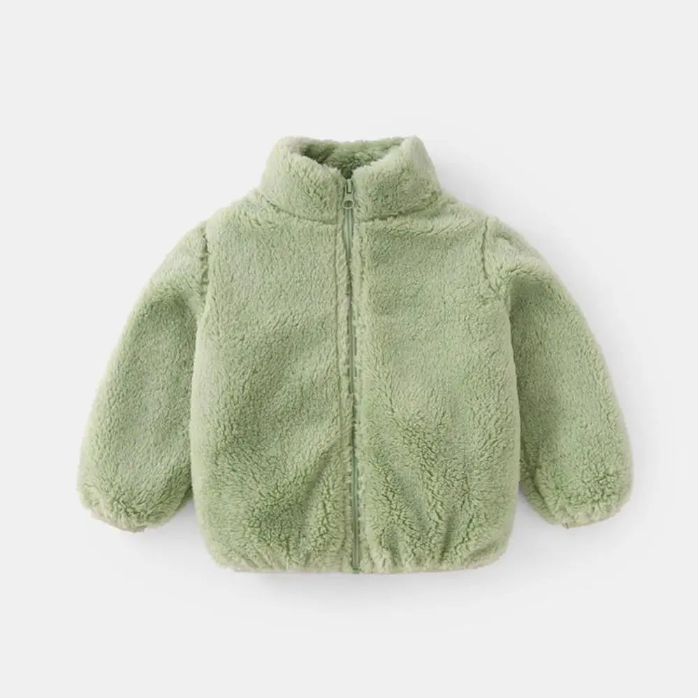 Plush Coat for Children in Solid Color