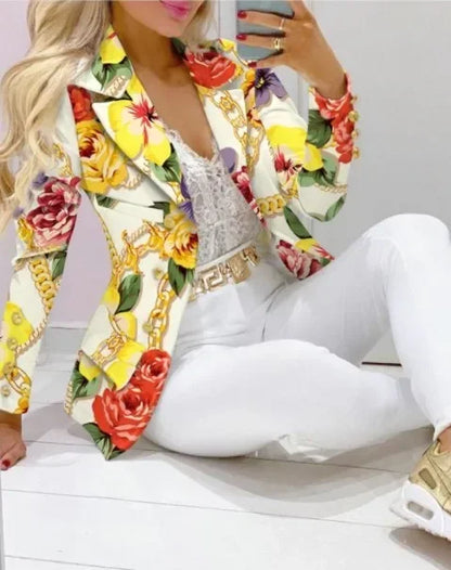 Paisley Butterfly Blazer Suit and Pants Set for Women