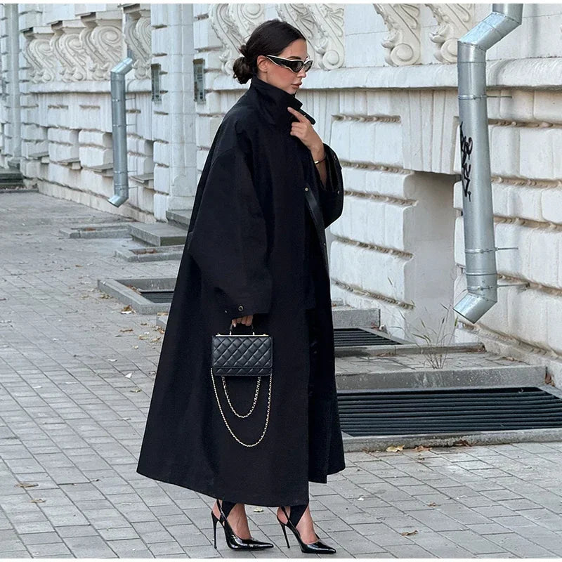 Women's Windproof Trench Coat Loose Fit Overcoat