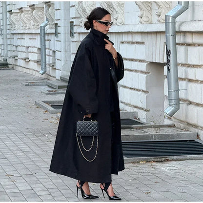Women's Windproof Trench Coat Loose Fit Overcoat