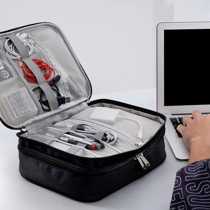 Leather Cable Storage Bag Waterproof Organizer