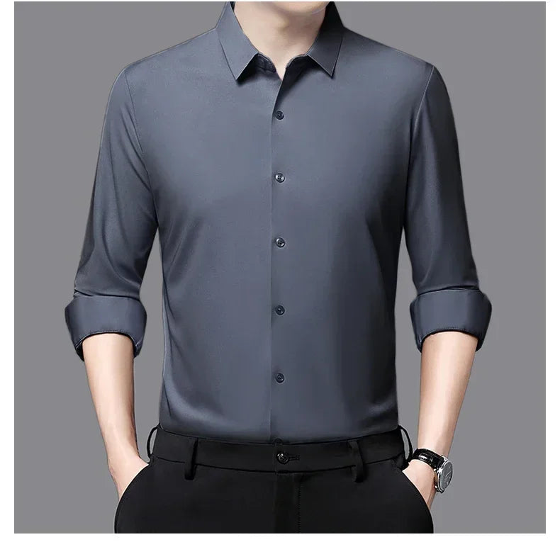 Men's Ultra-Stretch Slim-Fit Long Sleeve Shirt