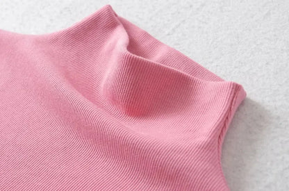 Women Summer Turtleneck Sleeveless Slim Fit Top