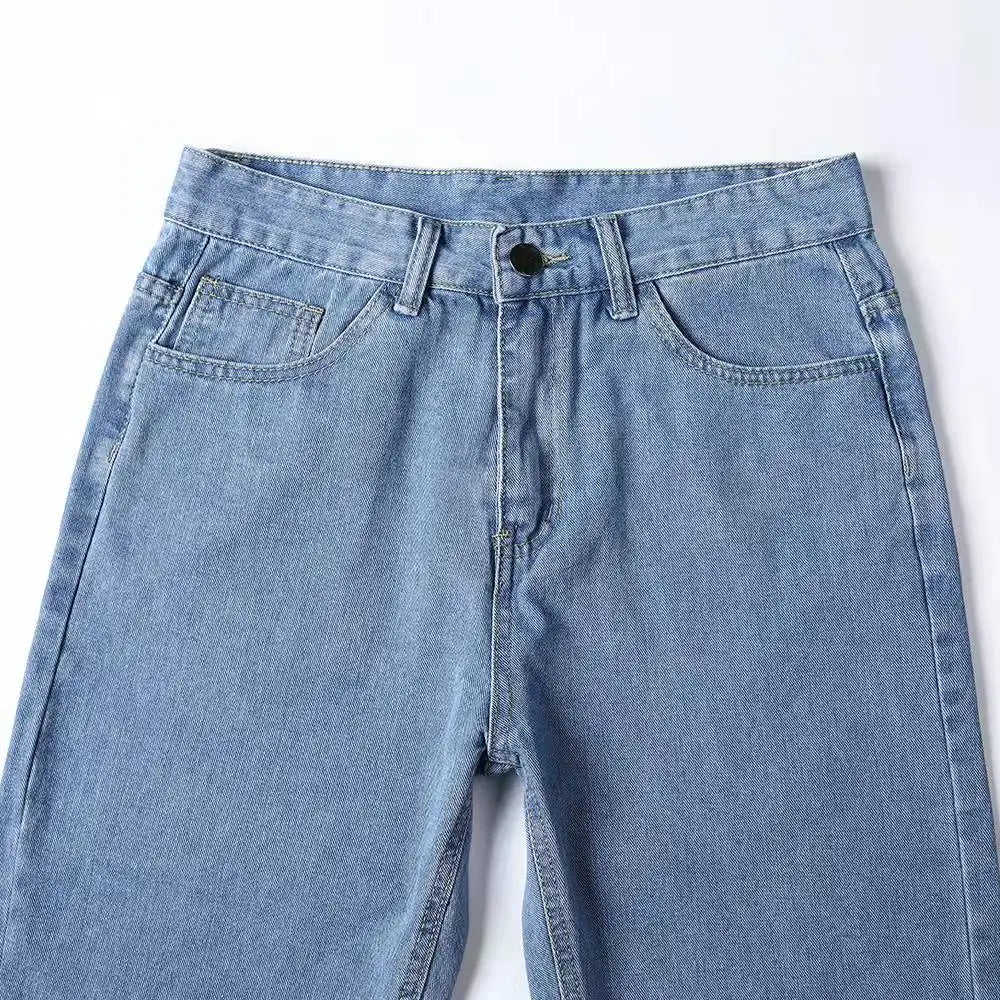Men's Casual Straight Denim Jeans Blue Black S-3XL
